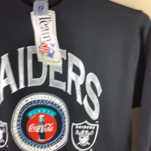 Vintage 1994 LA Raiders Coca Cola Crewneck Sweatshirt NFL Logo Seven 7 Deadstock - Picture 3 of 10